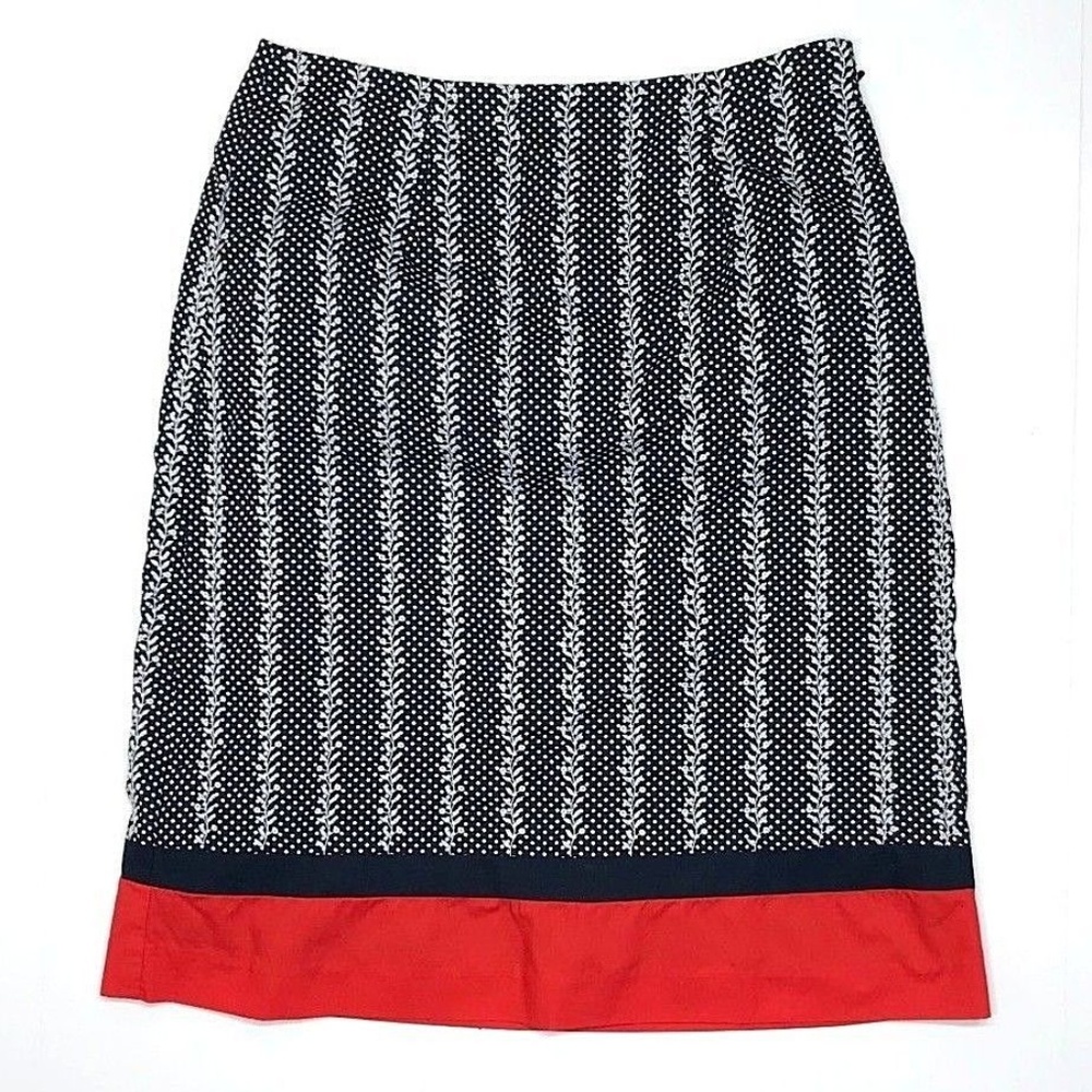 Talbots Embroidered Floral Polka Dot Pencil Skirt